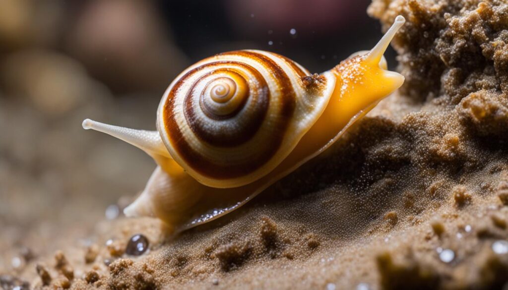 Hardworking Nassarius snail aerating aquarium substrate